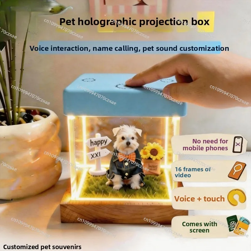 Personalized Pet Hologram Projection Memorial Box AI Generated 3D Floating Image Interactive Touch Voice Control