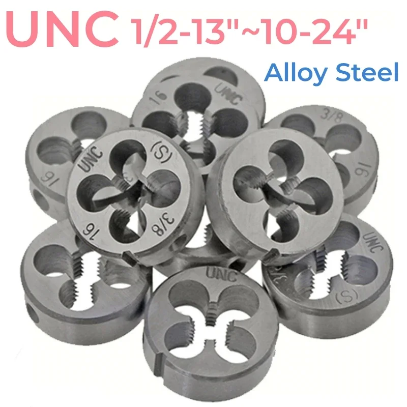 

1pcs Alloy Steel Thread Die 1/2-13" 1/4-20" 3/8-16" 5/16-18" 4-40" 6-32" 8-32" 10-24" Unc Thread Die Metal Thread Tool