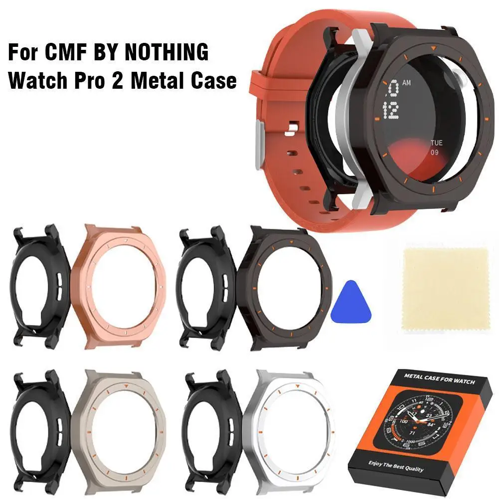 Для смарт-часов CMF BY NOTHING Watch Pro 2, металлический корпус, водонепроницаемый защитный жесткий корпус с защитой от падения, аксессуары для часов Для смарт-часов CMF BY NOTHING Watch Pro 2, металлический корпус, водонепроницаемый защитный жесткий корпус с защитой от падения, аксессуары для часов