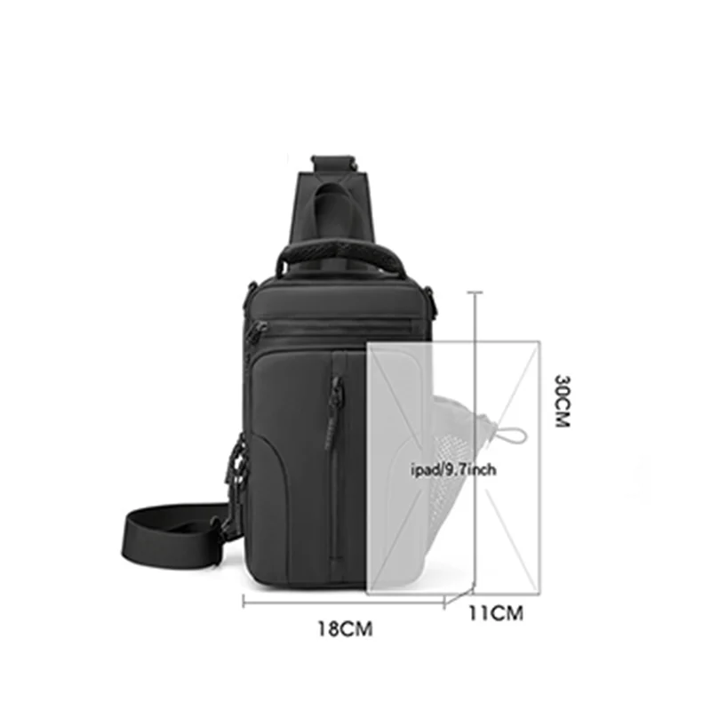 Men\'s functional chest bag Waterproof crossbody bag Fashion trend casual messenger bag Lightweight outdoor sports bag