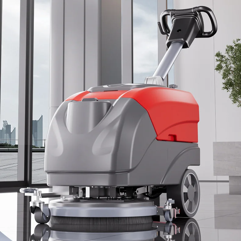Коммерческая компактная прогулочная сушильная машина для мытья полов с батарейным питанием