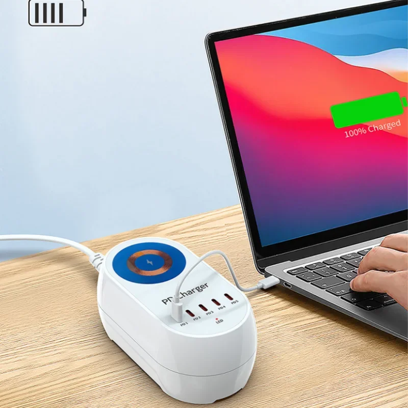 Carregador de Nitreto de Gálio 140W Sucção Magnética Sem Fio Carregamento Rápido PD de Alta Potência, Porta Única, Laptop 100W