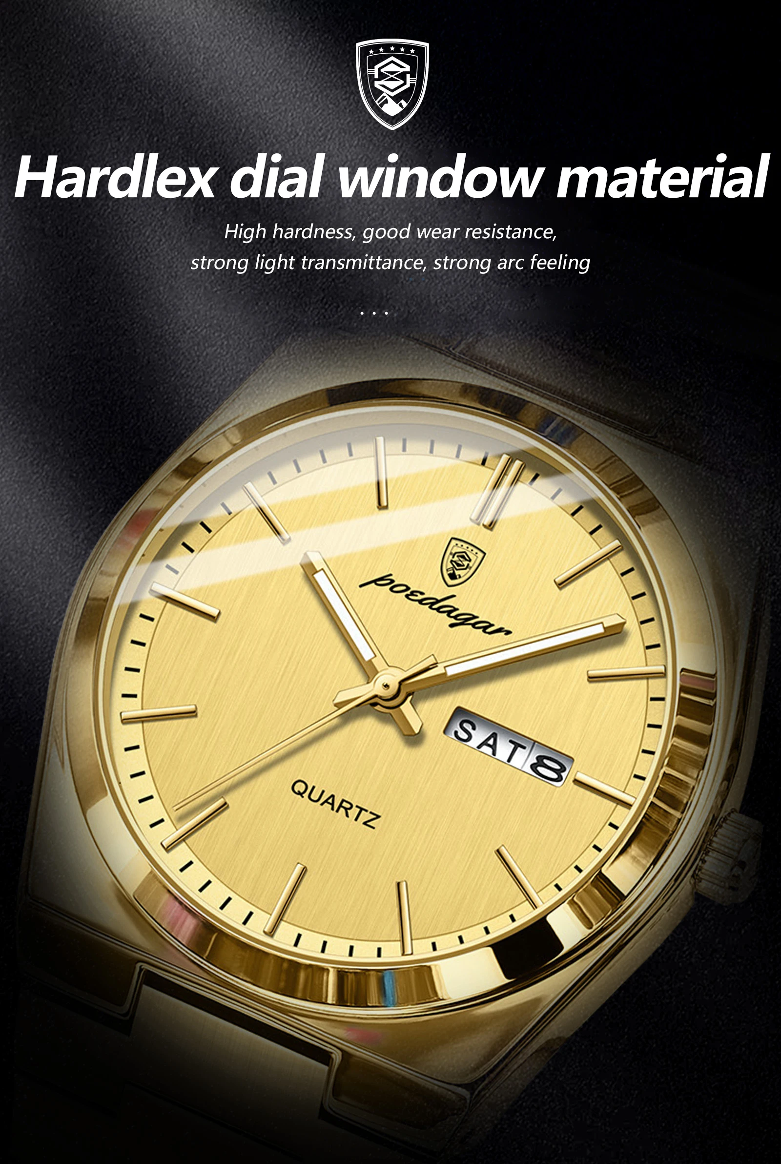 POEDAGAR Mode Klassische Mann Uhr Wasserdicht Leucht Datum Woche Luxus Männer Uhr Edelstahl Quarz Business herren Uhren – Detail 8