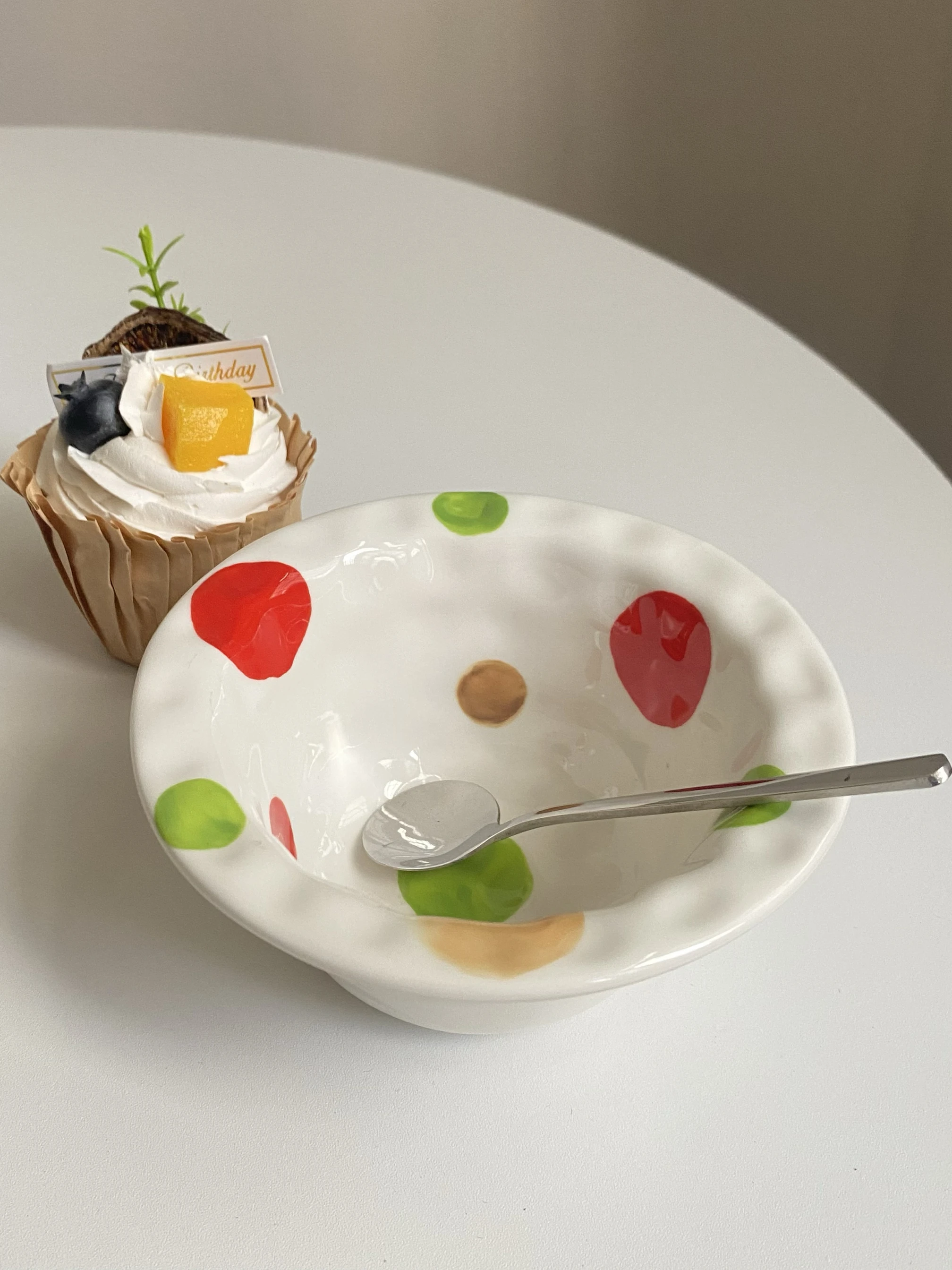

Ins Sle Cerc Rice Bowl Underglaze Color Dinnerware High Aesthetic Small Bowl 5 Inches Single Piece Dining Utensils