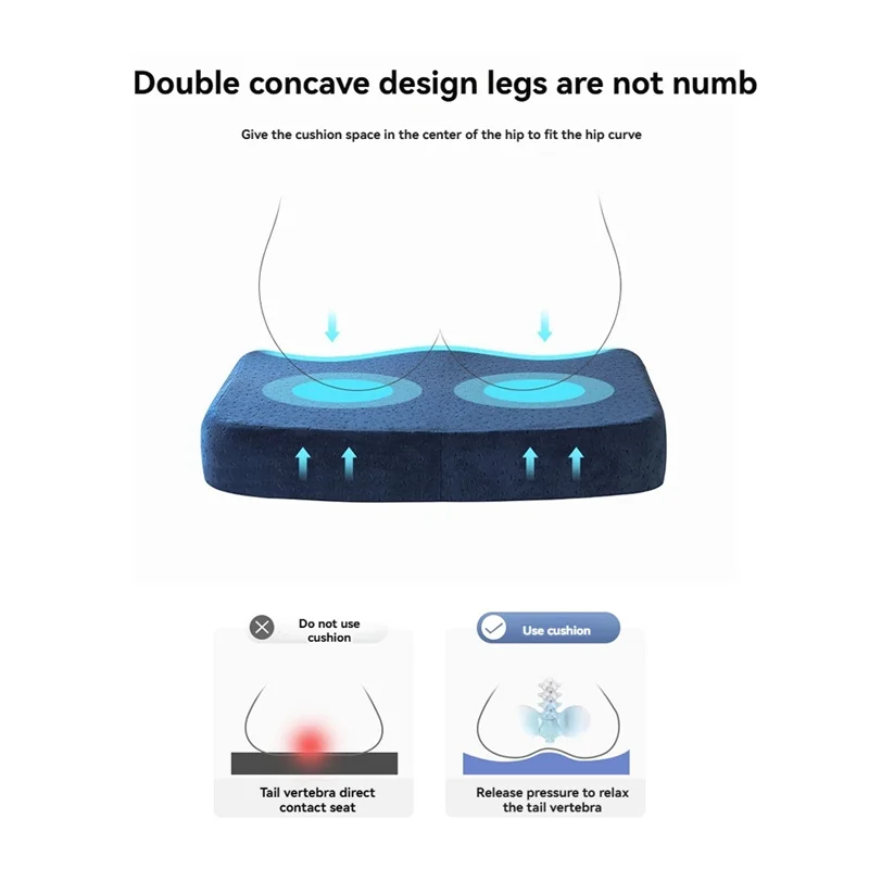 ABYN-Ergonomic Memory Foam Office Cushion Car Office Seat Cushion Anti Hemorrhoid Cushion Chair Cushion Memory Foam Cushion