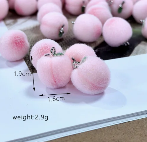 Lot 10 Pcs Resin flocking peach fruit Charms Jewelry Making  Earrings Pendants Necklaces Bracelets DIY Accessories gift