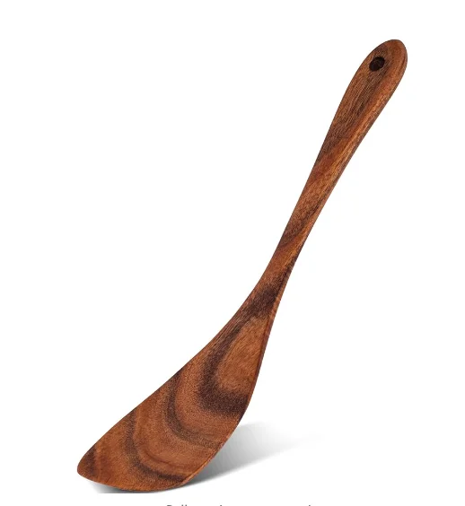 

12-Inch Wooden Spatula For Cooking Nonstick Turner Ergonomic Design Stir-Frying Pancakes Eggs Fish Long Handle Solid Wood