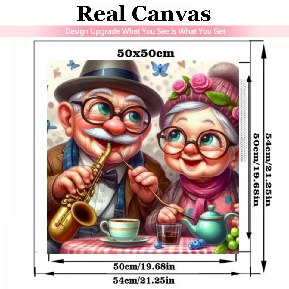 Cartoon old couple journey 5D diy Diamond Painting New 2024 Happy Grandma Witch Cute Love Full Diamond Mosaic Art Embroidery