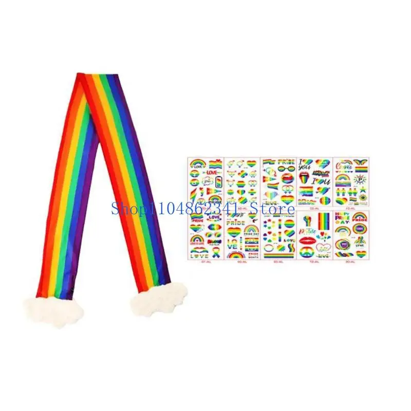 

5asd Colorful Rainbow Scarf Rainbow Stickers Decals Rainbow Costume Accessories