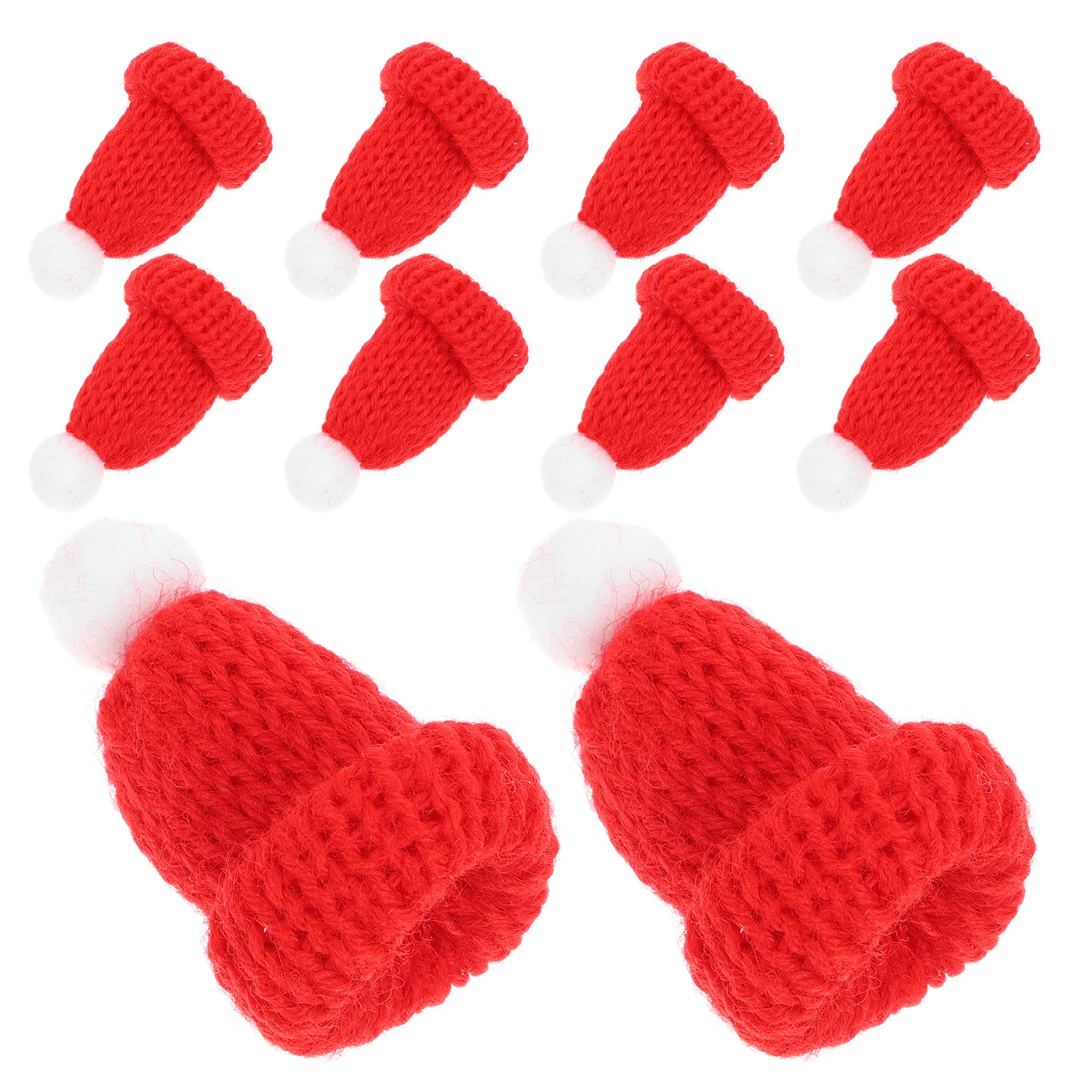 

10Pcs Christmas Hat Accessories Mini Knitted Santa Caps Festive Party Favors DIY Handmade Christmas Decorations Holiday