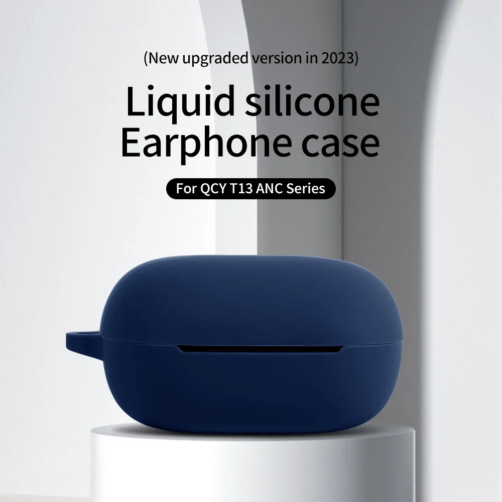 Funda de silicona para QCY T13ANC, cubierta suave para QCY T13, funda protectora para auriculares QCY T13X, funda con gancho a prueba de polvo