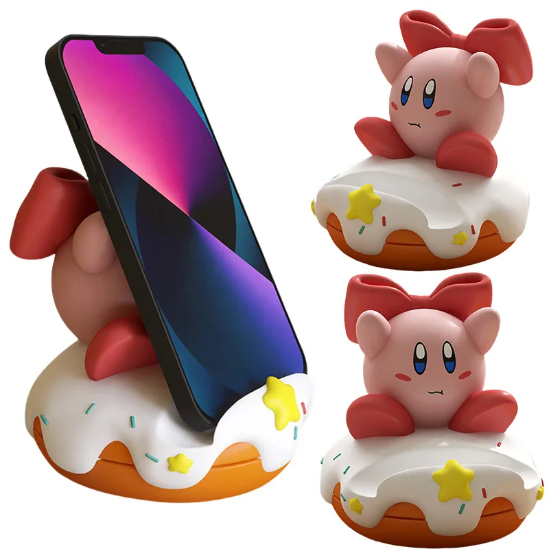 

Kirby Phone Holder Stand Anime Cartoon Mobile Smartphone Support Tablet Stand Cute Resin Ornament Home Tabletop Decor Statues