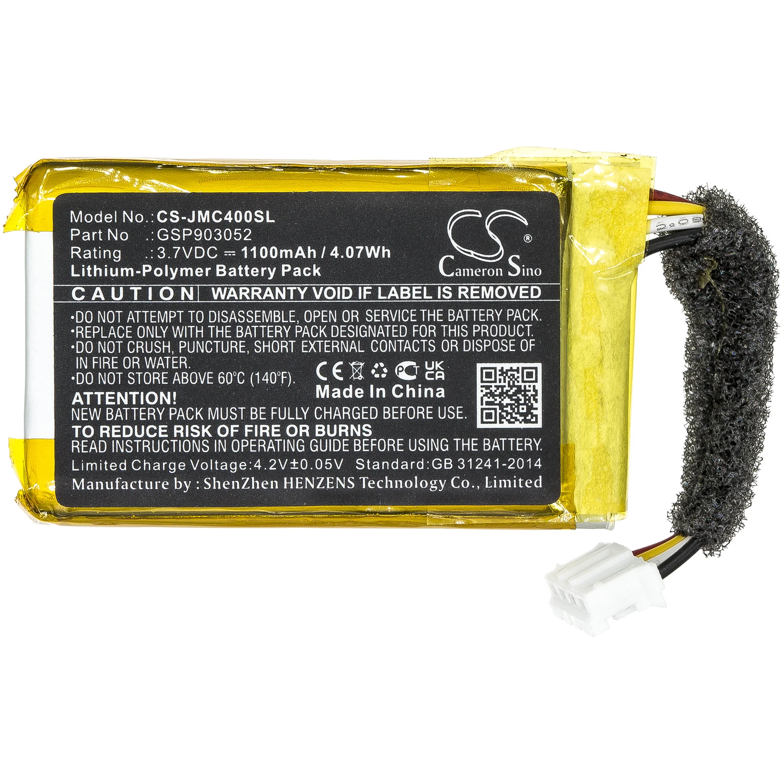 

Speaker Battery For JBL:GSP903052,Clip 4,AN0402-JK0009880,1100mAh / 4.07Wh--Li-Polymer--3.70V