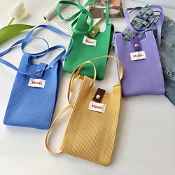 Solid Color Knitted Bag Mini Shoulder Bag Crossbody Shopping Bag Ins Dopamine Small Bag For Women Girls Phone Pouch