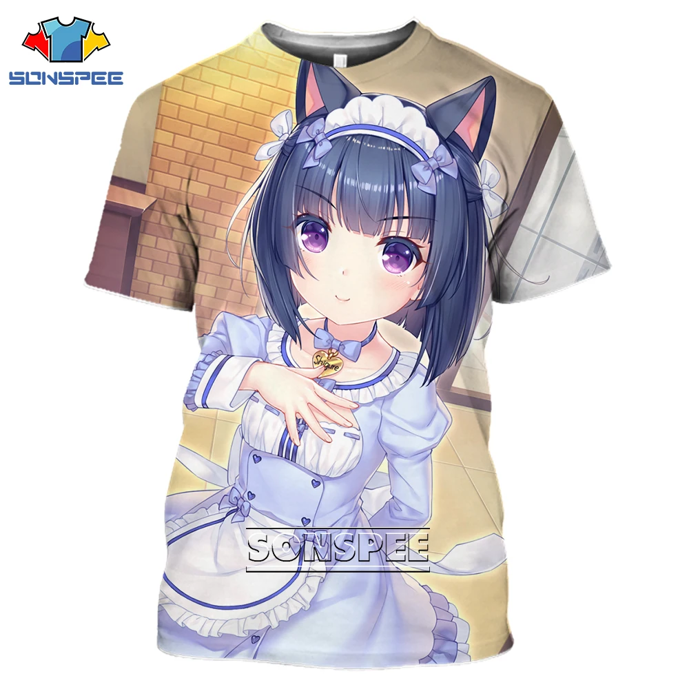 SONSPEE NEKOPAPA Anime Game Men Women 3D Print T-shirt Fashion Harajuku Sexy Loli Summer Hip hop Casual Short Sleeve O-Neck Top