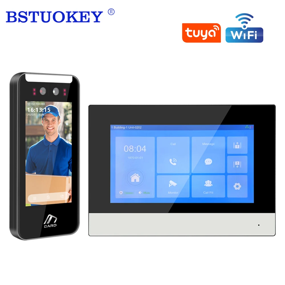 

Tuya WiFi Video Intercom System Door Access Control Facial Recognition+Fingerprint+Palm Vein+ Password + RFID with Indoor Unit