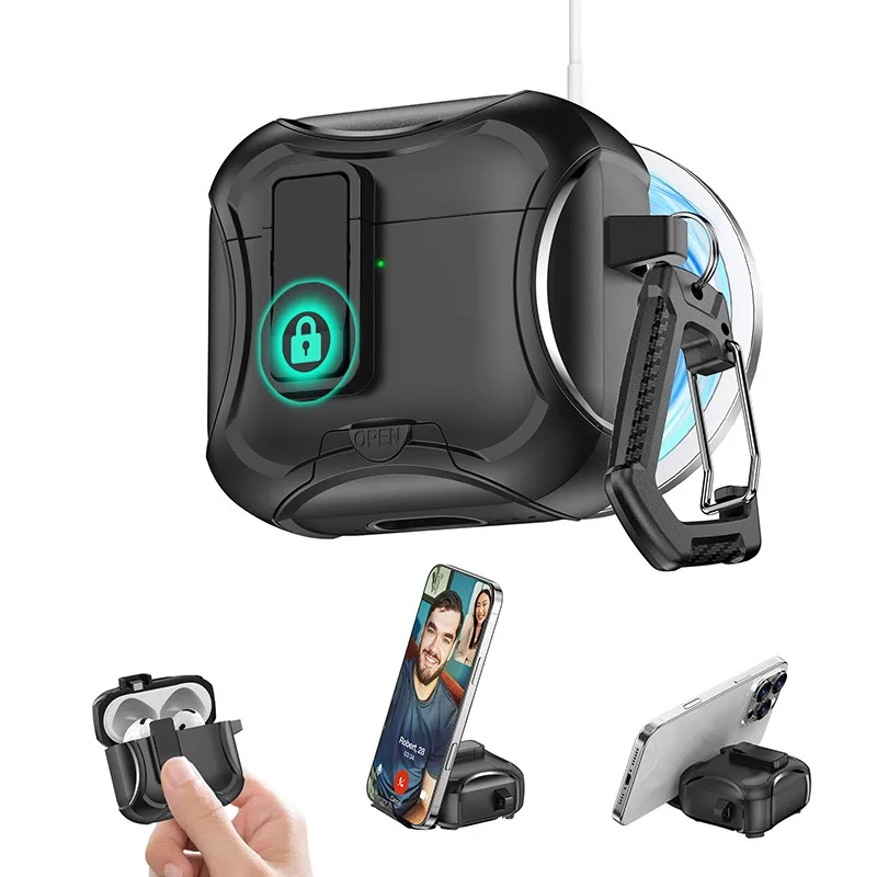

Magnetic Keychain Lock Shockproof Case for AirPods Pro 1 2 and AirPods 3rd 4th Generation Protective Cover