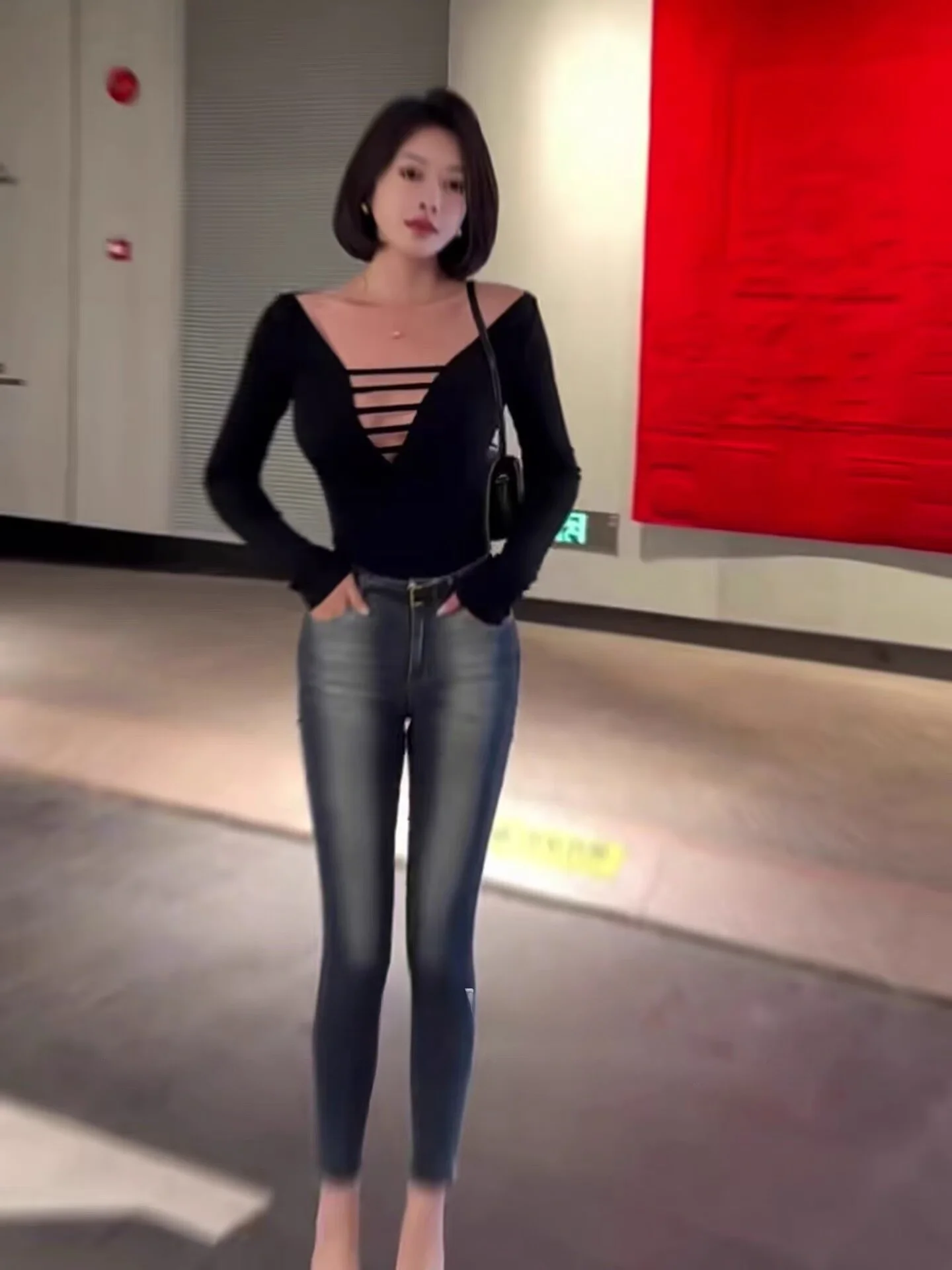 

High Waist Korean Sle Slim Fit Jeans Women's Elastic Stretchy Pencil Pants Highlightened Lightened White Waed Butt Lifting