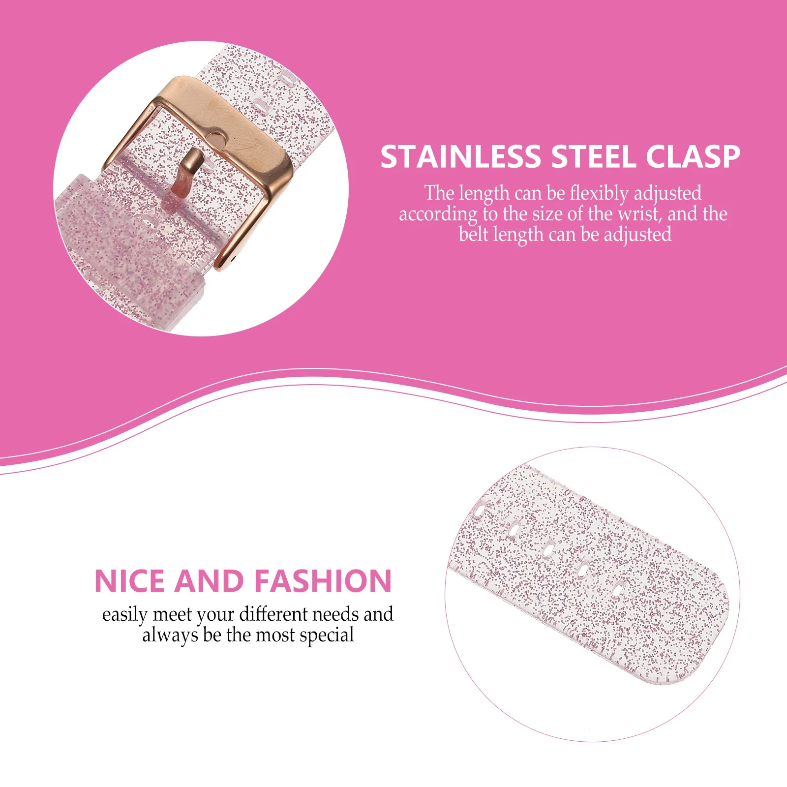 Glitter horlogeband compatibel 3-siliconen vervangende bling mode-polsbandje verstelbare reishorlogeband