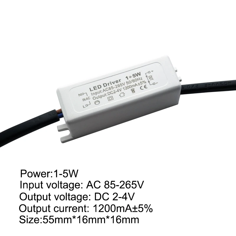 LED Power Supply DC 2-4V Transformer Switch Driver Output current 1200mA Adapter For desk lamp AC85V-220V Led Driver 1Wto5W