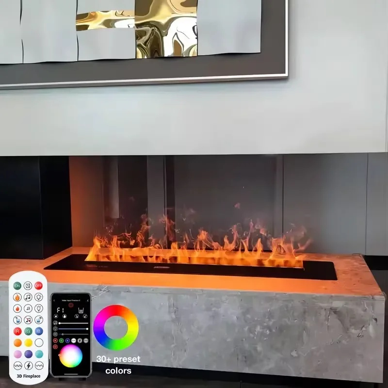 Atomized fireplace 3D simulated flame decoration fireplace humidifier remote control APP home indoor water steam fireplace