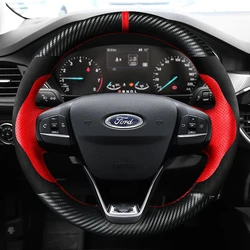 Custom DIY Car Steering Wheel Cover 100% Fit For Ford Focus 4 2019 2020 Fiesta 17-19 Tourneo 2018 2019 New Focus Car Accessories