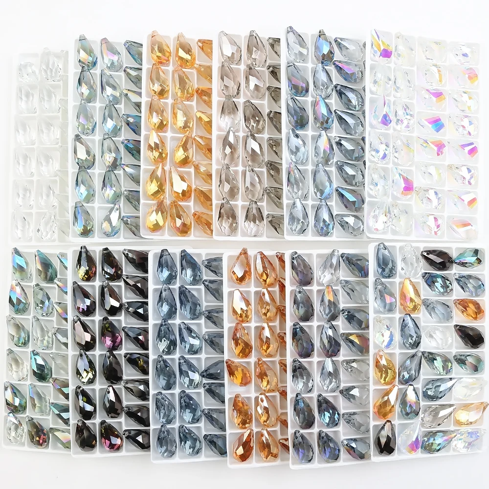 10 개/몫 10X18/12X22mm면 처리 된 크리스탈 유리 트위스트 눈물 스페이서 비즈 쥬얼리 만들기 DIY 팔찌 귀걸이 액세서리