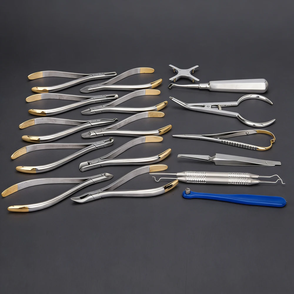 18-teiliges Set Zahnärztlicher Kieferorthopädischer Zangen mit TC-Zahnarztwerkzeugen, Distalendschneider, Zangen, Zahnärztlichen Instrumenten – Detail 5