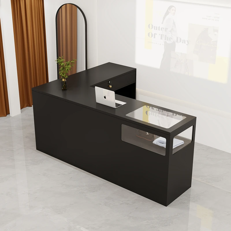 

Medieval clothing store checkout page corner bar store L-shaped cabinet