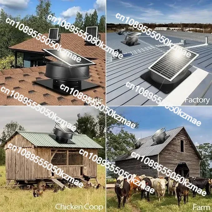 Exhaust fan driven by turbine air solar panel, roof fan, HVAC axial rotation
