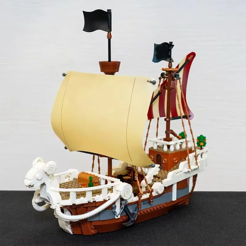 

In Stock Building Blocks Series Trendy Going Merry Pirate Ship Boys Assembly Toy Children'S Surprise Hot Sale Friends Kid Gift