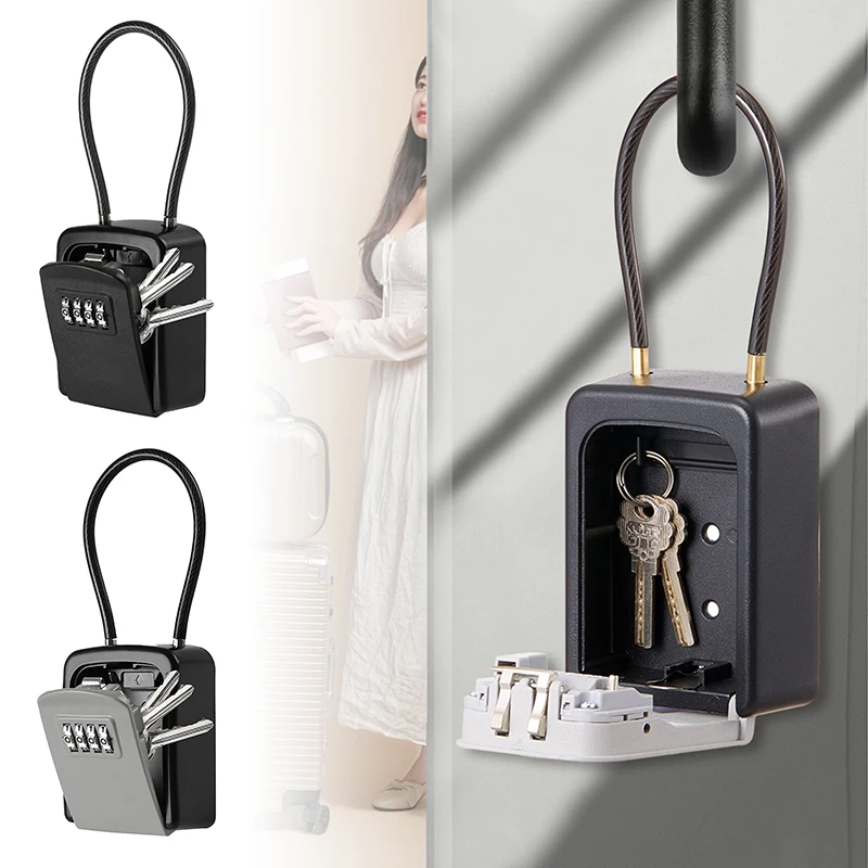 BOLTIFY Wall Mount Key Storage Secret Box Organizer 4 Digit Combination Password Security Code Lock No Key Home Key Safe Box