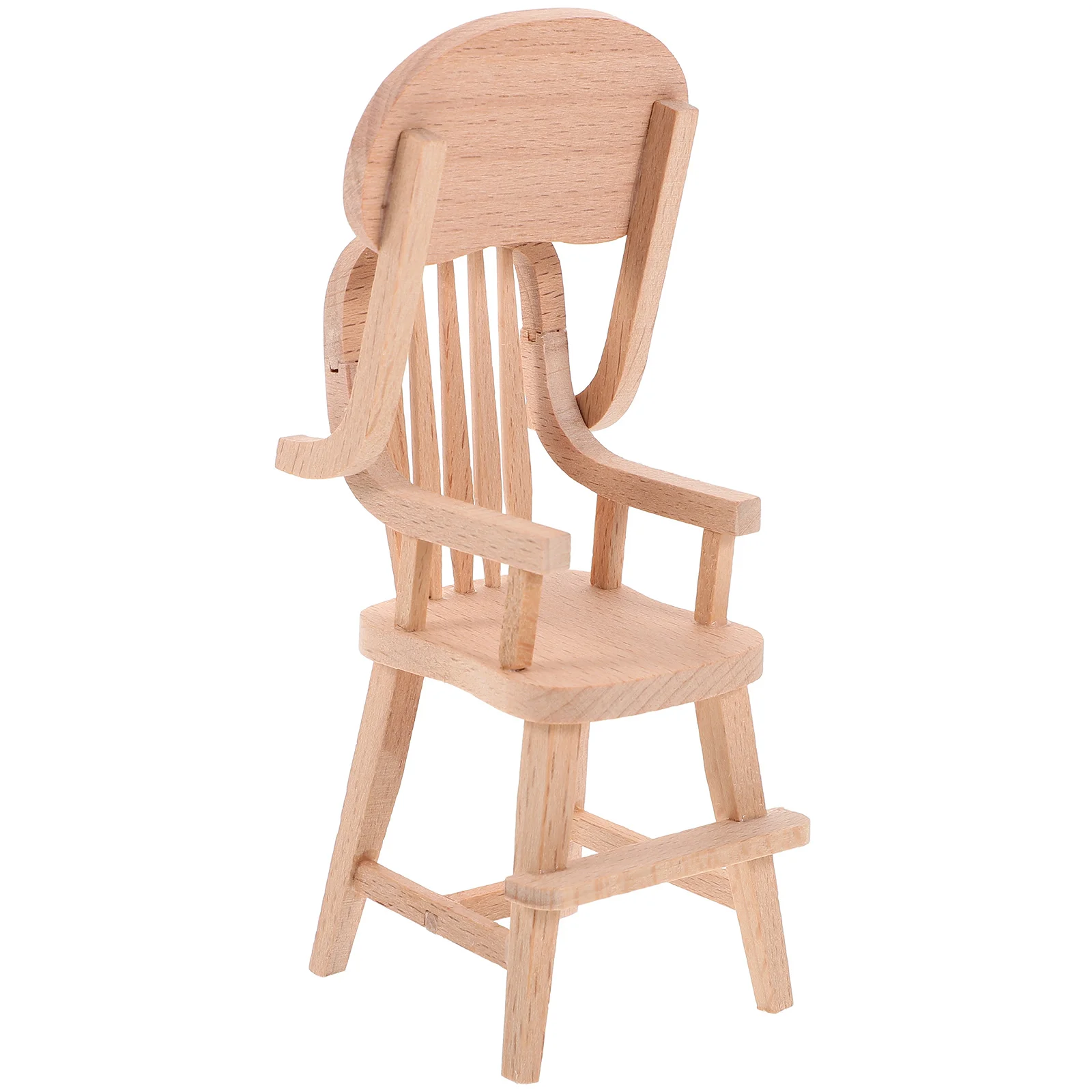 House Furniture High Chair Mini Decor Miniature Highchair Adornment Toy Beech