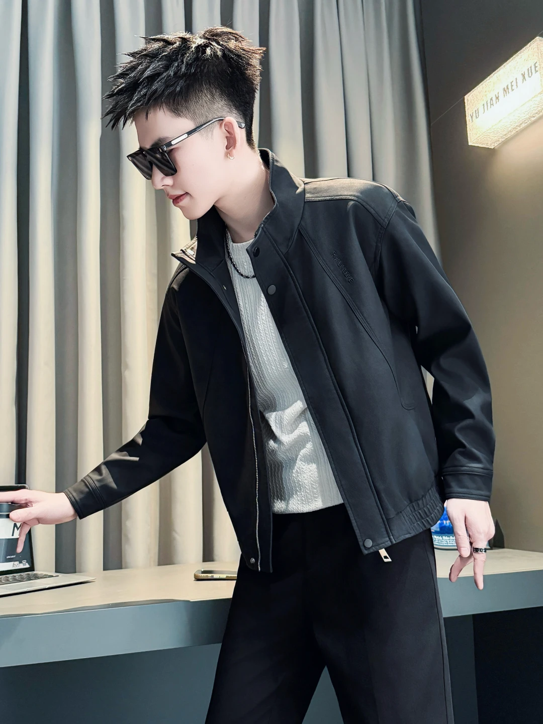 

Мужская кожаная куртка-жакет с воротником-стойкой, повседневная, весна-осень, новинка, комфортная, теплая, рабочая одежда, бренд Faion