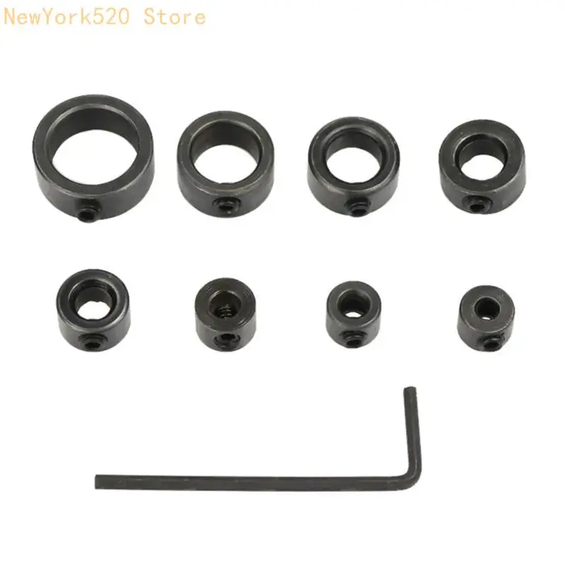 

N84C 8Pcs Professional Adjustable Drill Depth Limit Collars High Carbon Steel Rings