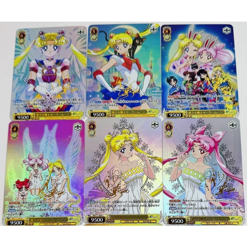 Sailor Moon 9 Sheets Flash Card Tsukino Usagi Chibiusa Aino Minako Mizuno Ami Diy Anime Action Toy Figures Gifts for Friends