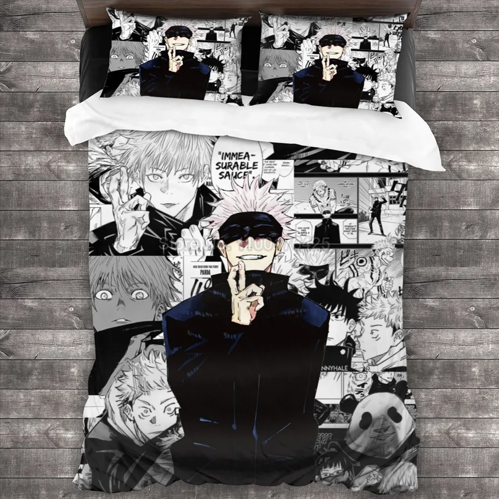 Juego de cama Jujutsu Kaisen, funda nórdica de Anime famoso japonés, ropa de cama de edredón, tamaño individual, regalo para niños