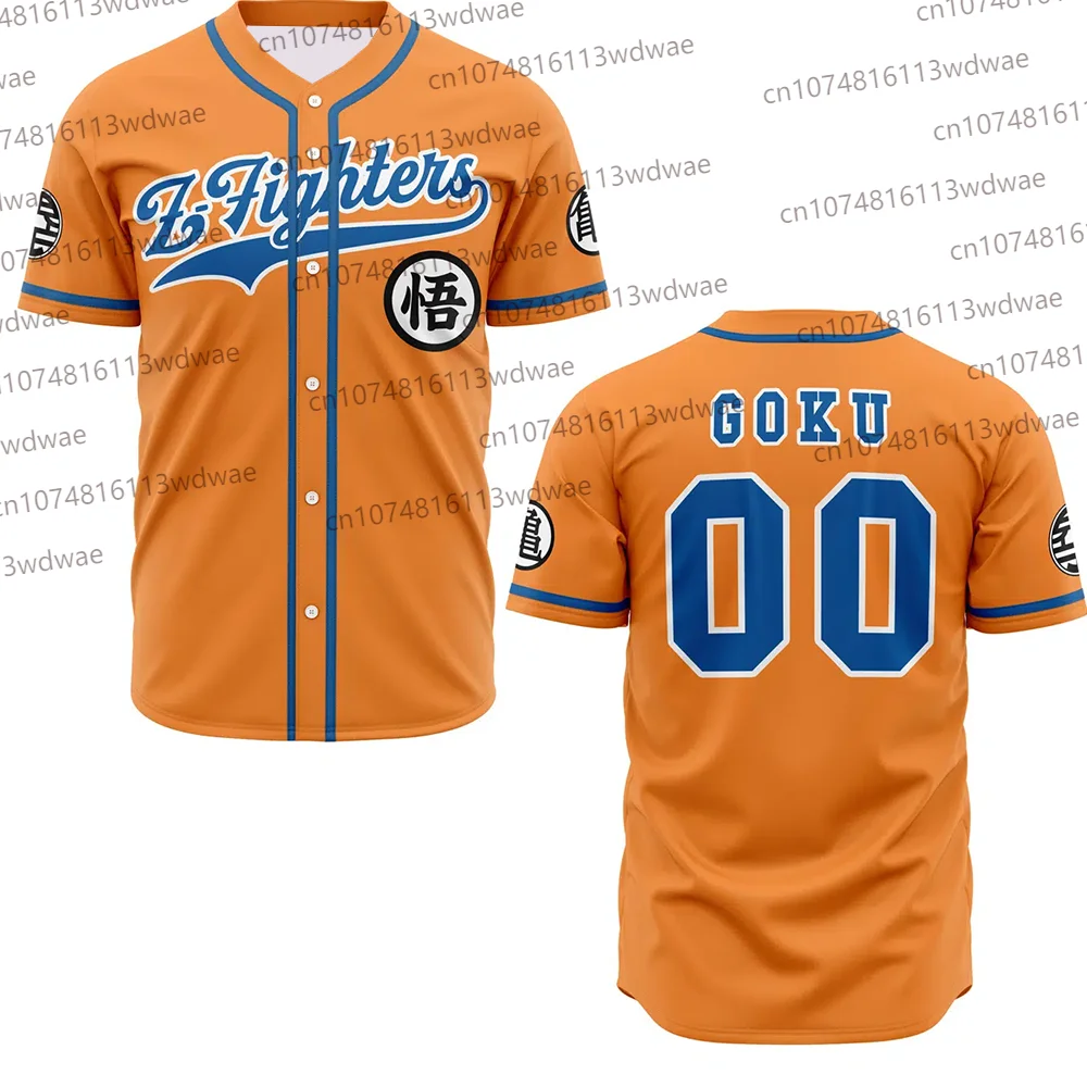 

Dragon Ball Z Goku Бейсбольная рубашка Z Fighters Аниме Косплей Костюм Мужчины Женщины Повседневная уличная одежда Летние топы с короткими рукавами