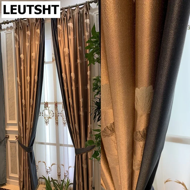 

European Style Living Room Light Luxury Restaurant Decoration Bedroom Seamless Splicing Jacquard Curtain Product Customization