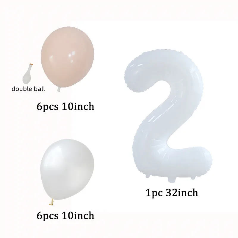 13pcs 32inch White Number Foil Balloons For Marriage Wedding Anniversary Boy Girl Birthday Party Baby Shower Decoration Globos