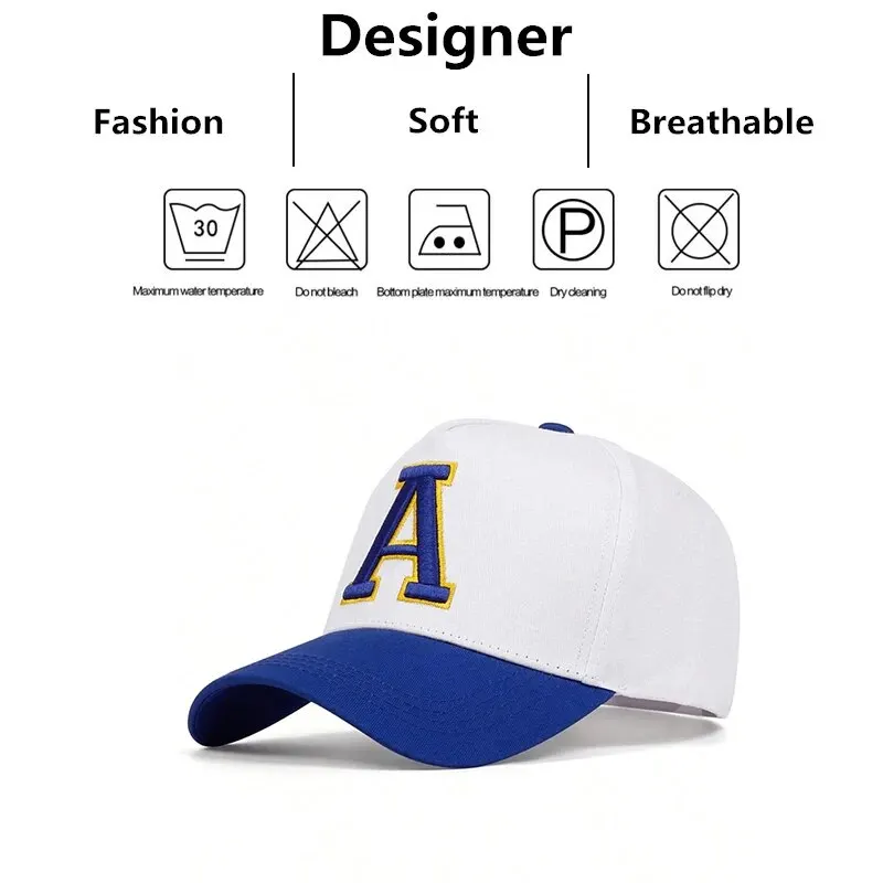 Unisex Stereoscopic A Letter Embroidery Baseball Caps Spring and Autumn Outdoor Adjustable Casual Hats Sunscreen Hat