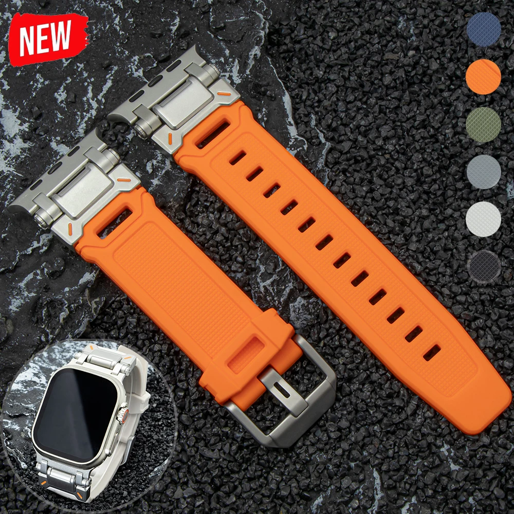 TPU Sport Strap For Apple Watch 10 46mm Ultra 2 49MM 44mm 42mm Titanium Color Silicone watch band for iWatch 10 9 8 SE 7 6 4 5 3