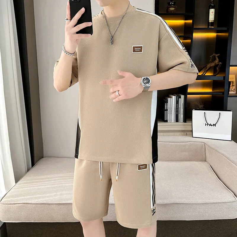 

New 2025 Summer Casual T-Shirts & Shorts Men's Sets Clothing 2-Piece Tracksuit Outwear Loose Short Sleeve Top Tees & Pant Jogger