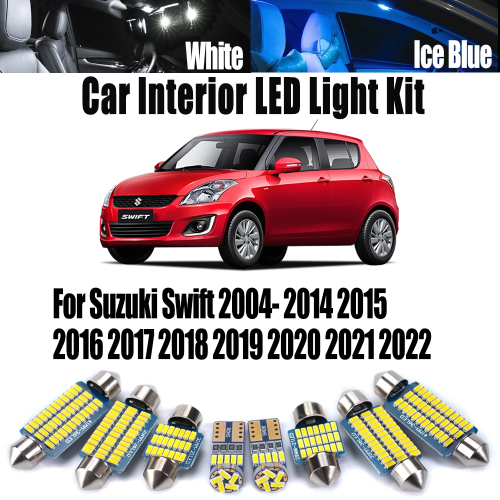 Canbus For Suzuki Swift 2004- 2017 2018 2019 2020 2021 2022 Car Trunk Number Plate Map Bulbs LED Interior Reading Dome Light Kit