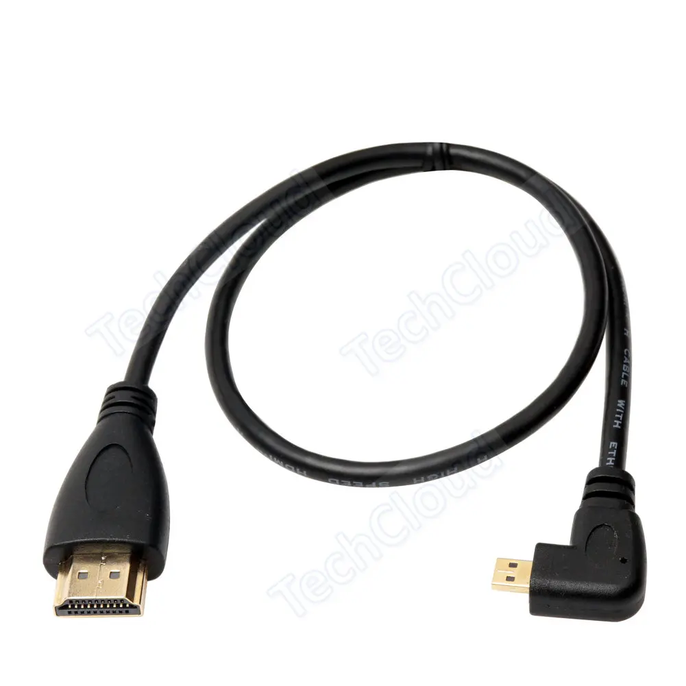 HDMI-compatible type A to D 90 Degree Micro HD to HD Cable Left/Right Angle for Digital camera Sony a6400 GH4 tablet 30cm/150cm