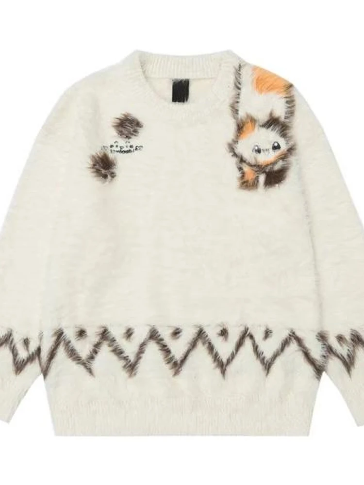 

Ретро-свитер в американском стиле с узором Fair Isle, вязаный, свободный, мягкий, унисекс, осенне-зимний, в стиле lazy, с длинным рукавом, круглым вырезом, топ