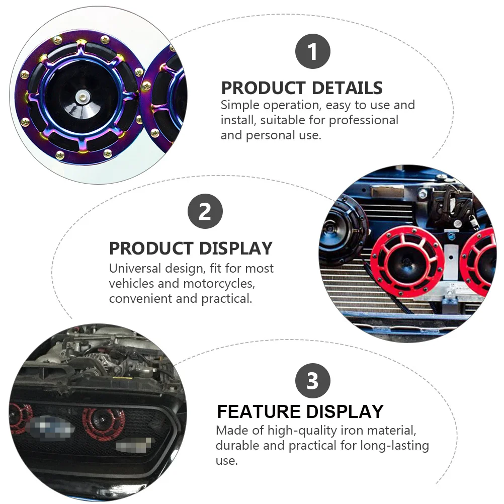

1Pair Super Loud Car Horn Iron Material Loud Sound Reminder for Car Motorcycle Trumpet Horn Motorcycle Trumpet