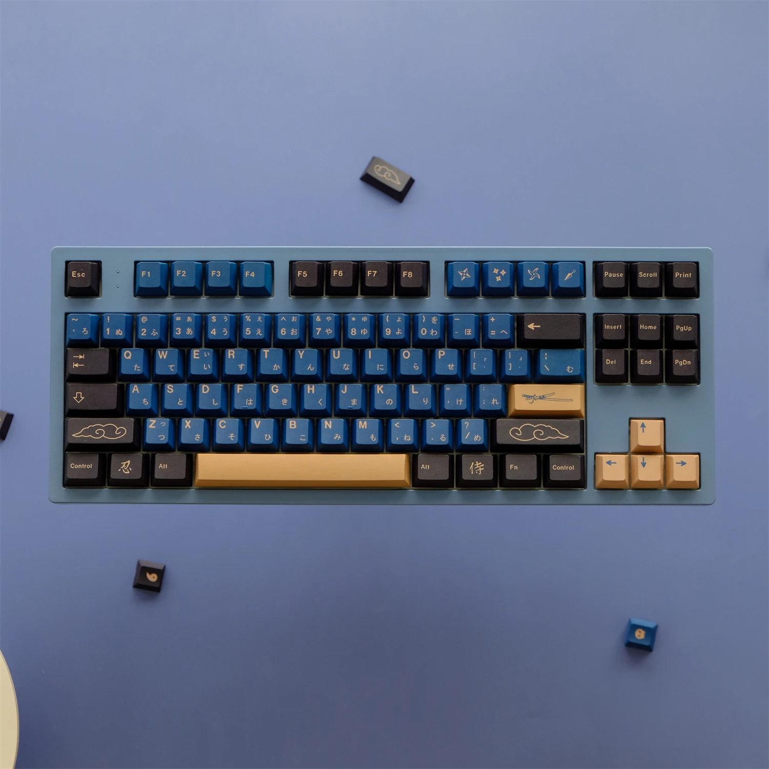 129 Keys/set GMK Blue Samurai Keycaps PBT Dye Subbed Key Caps Cherry Profile Keycap For Keychron Q2 65% 75% Anne GH60 GK64 Poker