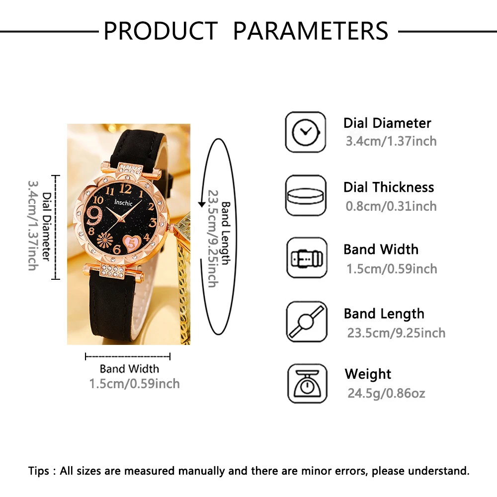6-piece women's new watch set with elegant and fashionable watches+fashionable butterfly accessories