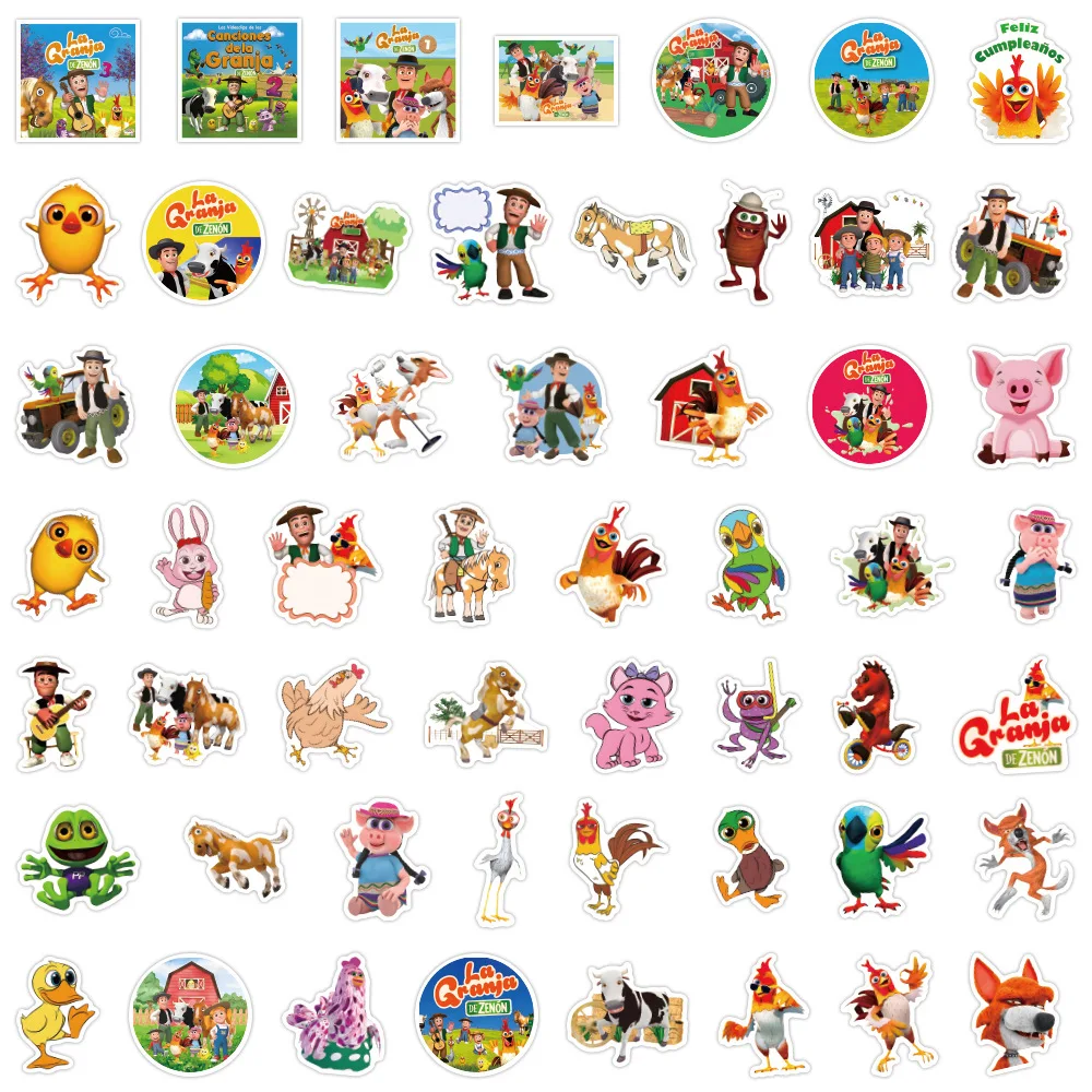 สติกเกอร์การ์ตูนตลกๆ ลายฟาร์มสัตว์ 50 ชิ้น ของตกแต่งสำหรับตู้เย็น สกู๊ตเตอร์ ตู้เสื้อผ้า ชั้นวางรองเท้า กีตาร์